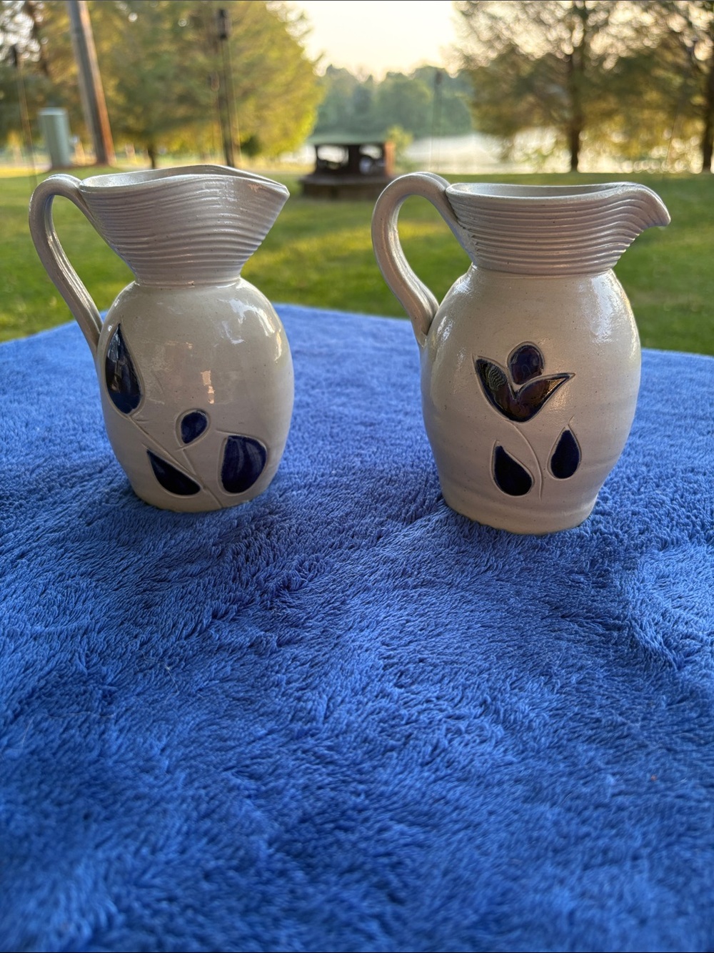 Williamsburg Pottery Set of 2 Salt Glaze Little Pitchers